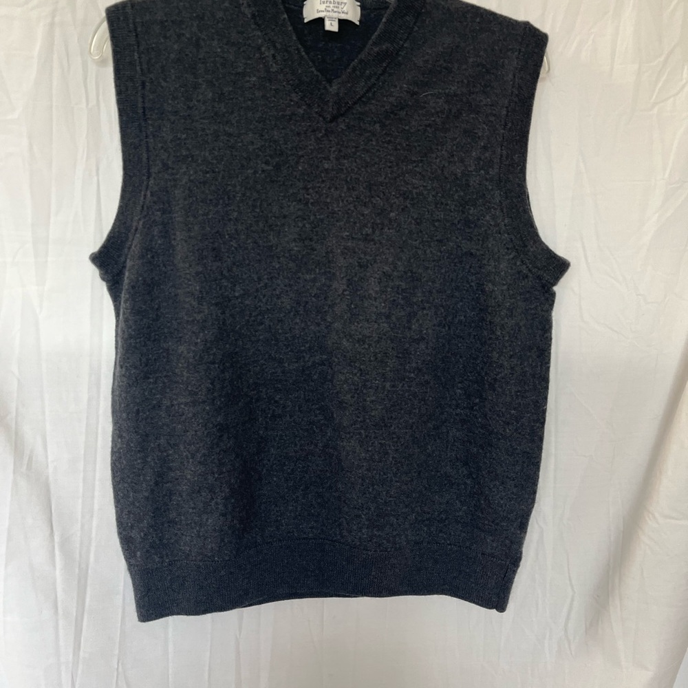 Turnbury Extra Fine Merino Wool Sweater Vest Mens Large Gray